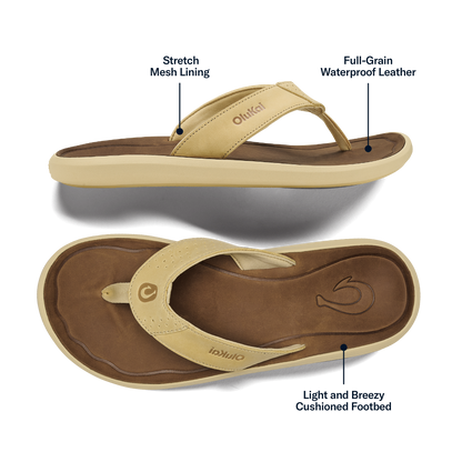 Pili Men’s Waterproof Leather Sandals - Toasted Coconut / Tan