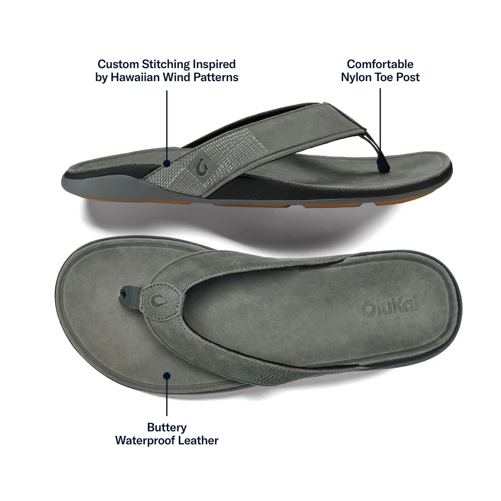 Tuahine Men's Waterproof Leather Beach Sandals - Rock