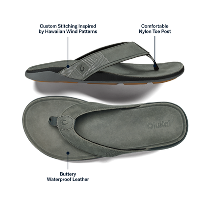 Tuahine Men's Waterproof Leather Beach Sandals - Rock