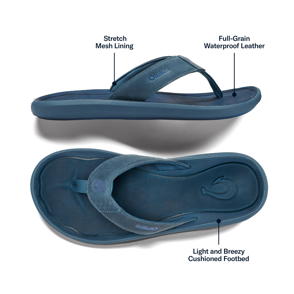 Pili Men’s Waterproof Leather Sandals - Blue Fog / Coastal Blue