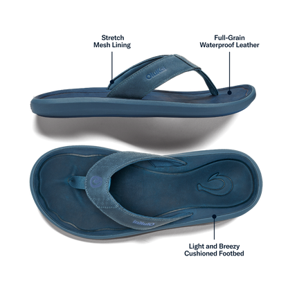 Pili Men’s Waterproof Leather Sandals - Blue Fog / Coastal Blue