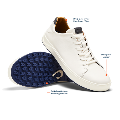 Wai‘alae Men’s Waterproof Leather Golf Shoes - White
