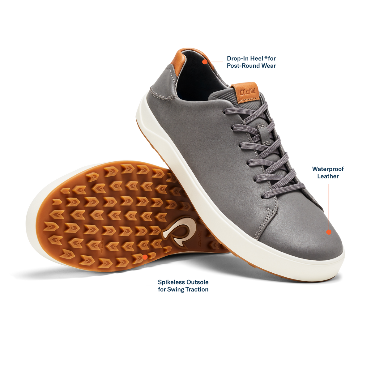 Wai‘alae Men’s Waterproof Leather Golf Shoes - Stone