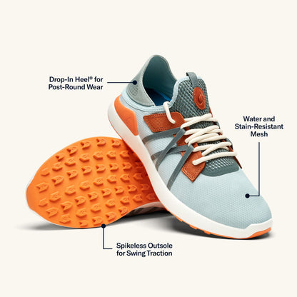 Manele Men’s Breathable Golf Shoes - Pale Moss / Molten Orange