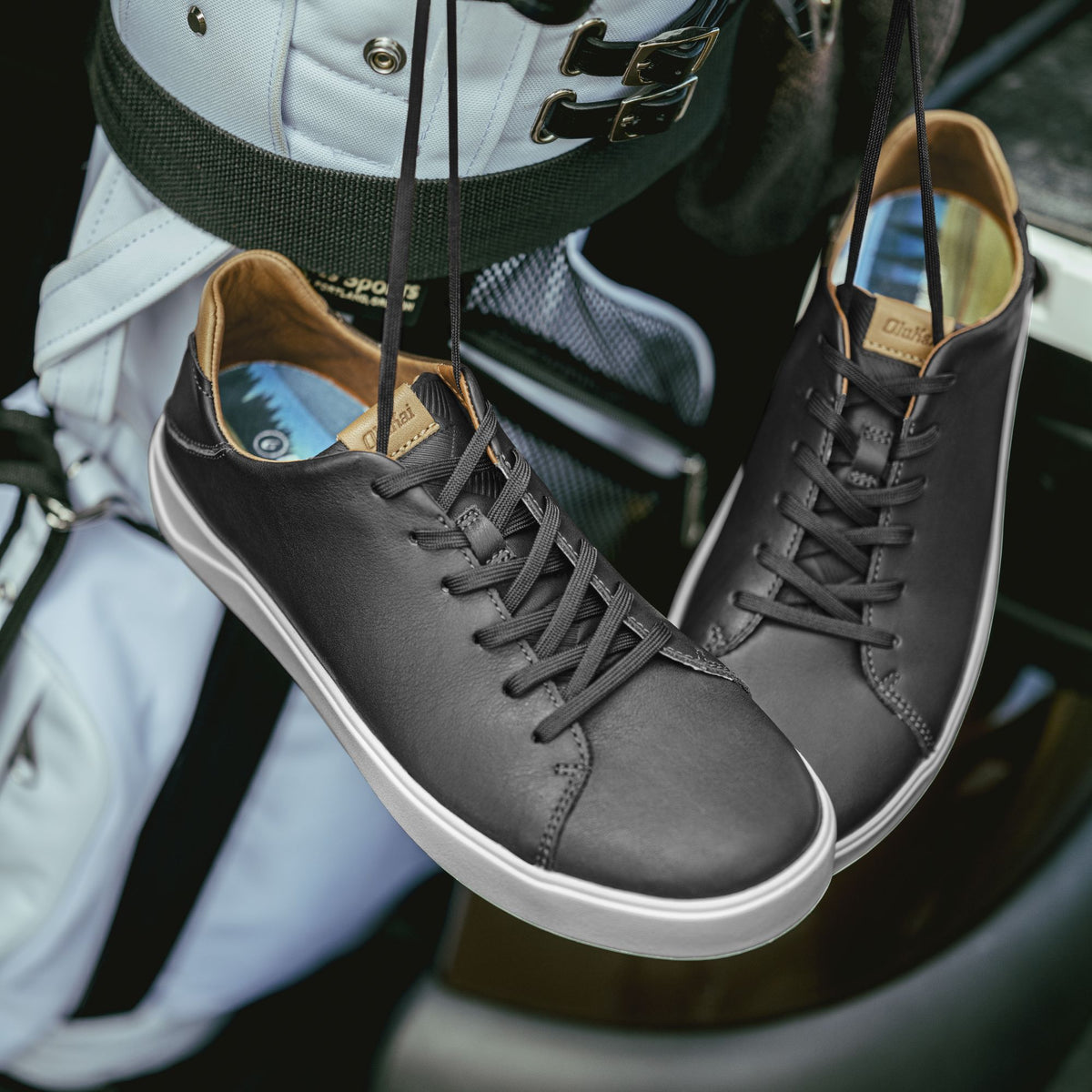 Wai‘alae Men’s Waterproof Leather Golf Shoes - Black