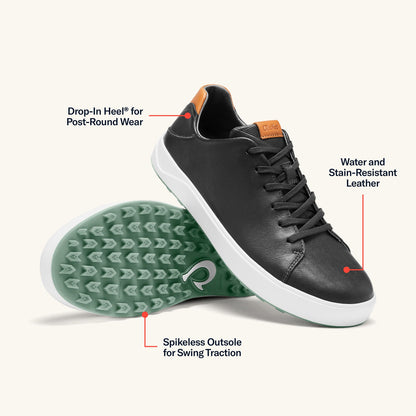 Wai‘alae Men’s Waterproof Leather Golf Shoes - Black