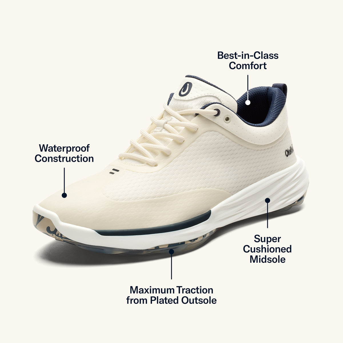 Mākena Men’s Waterproof Golf Shoes - White Sand