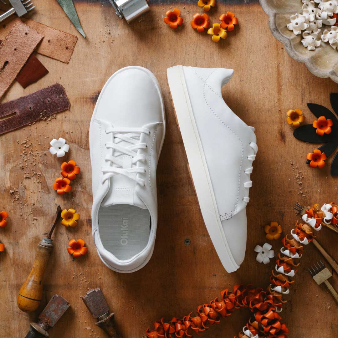 Pehuea Lī ‘Ili Women's Leather Sneakers - White