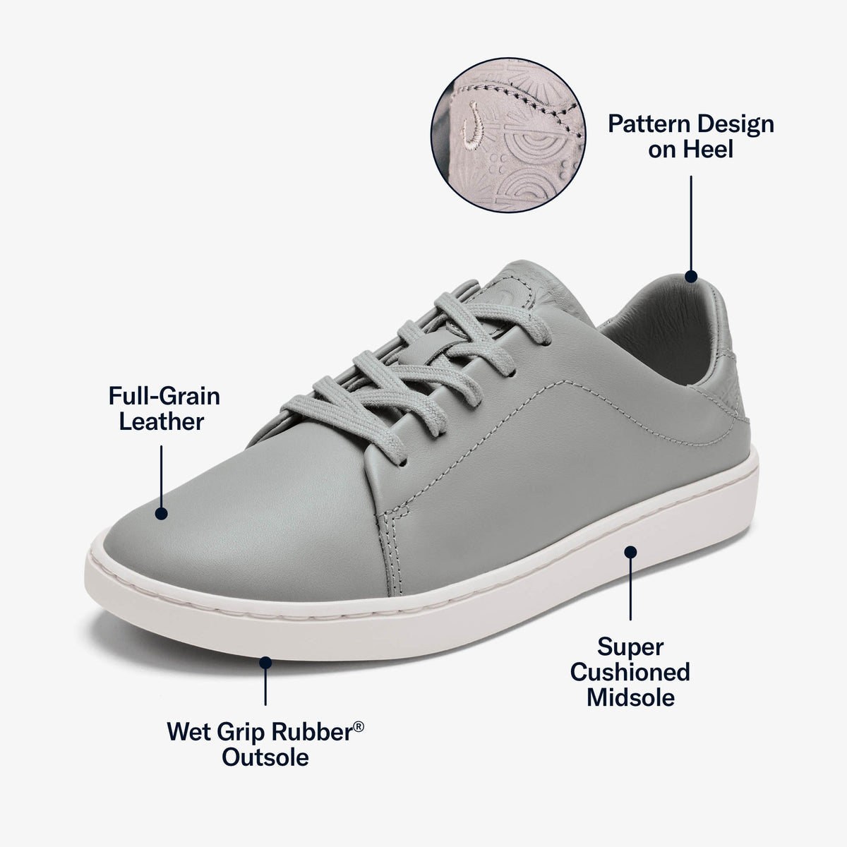 Pehuea Lī ‘Ili Women's Leather Sneakers - Ash