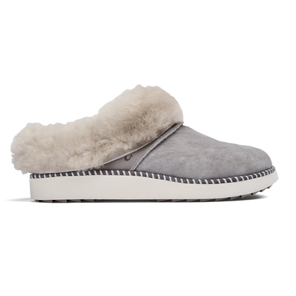 Ku‘i Women’s Fuzzy Slip-On Slippers - Fog