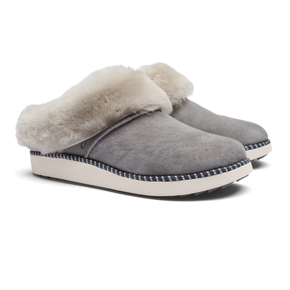 Ku‘i Women’s Fuzzy Slip-On Slippers - Fog