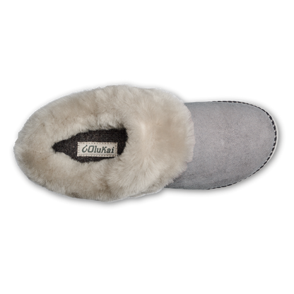 Ku‘i Women’s Fuzzy Slip-On Slippers - Fog