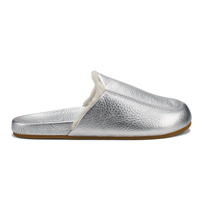 Kōnea Women’s Leather Slipper Mules - Silver