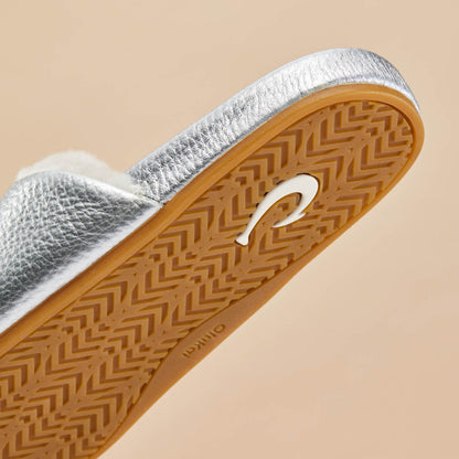Kōnea Women’s Leather Slipper Mules - Silver
