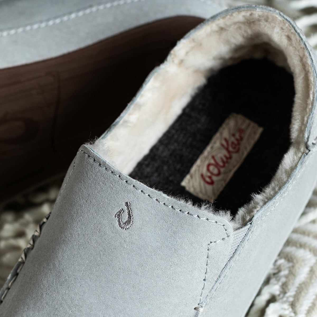 Nohea Women's Leather Slippers - Pale Grey