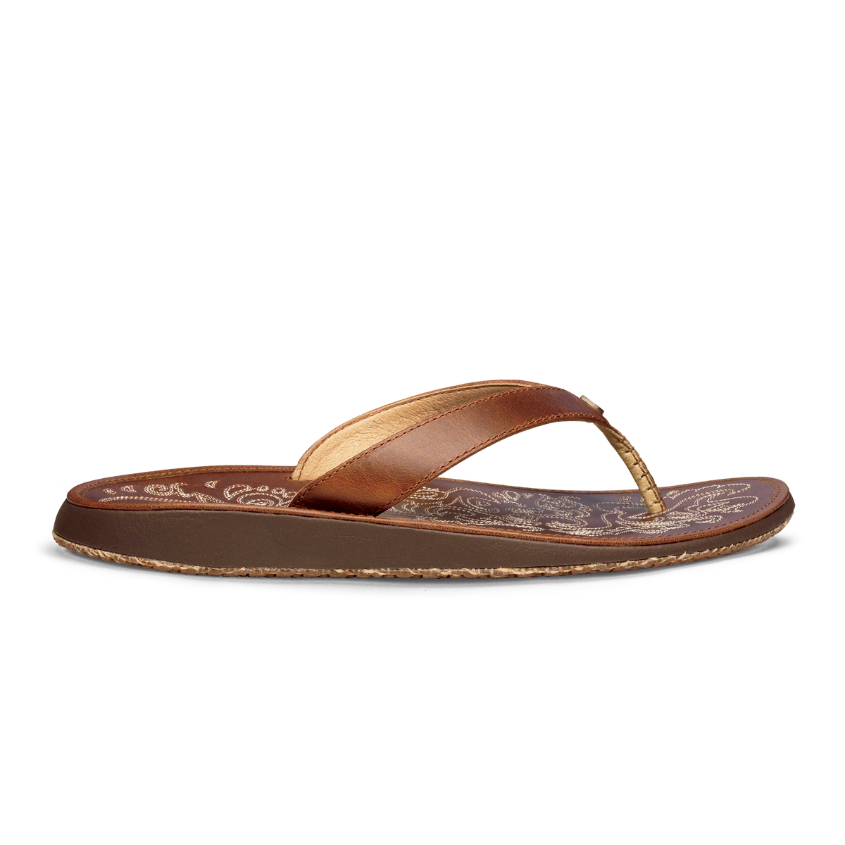 Paniolo Women’s Leather Beach Flip Flops - Natural