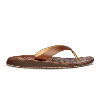 Paniolo Women’s Leather Beach Flip Flops - Natural