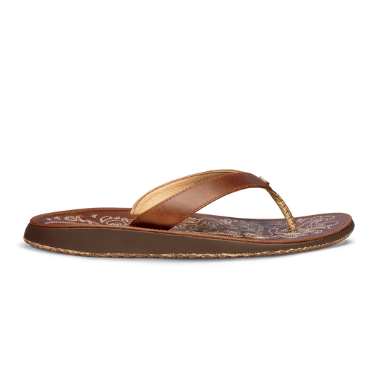 Paniolo Women’s Leather Beach Flip Flops - Natural
