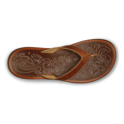 Paniolo Women’s Leather Beach Flip Flops - Natural