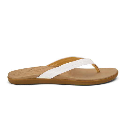 Honu Women’s Leather Sandals - Bright White / Golden Sand