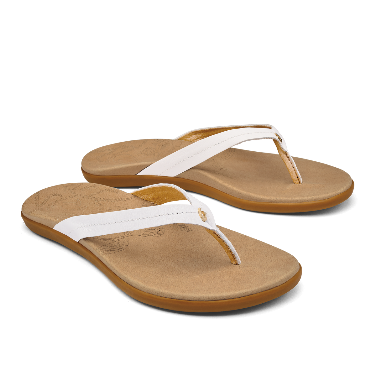 Honu Women’s Leather Sandals - Bright White / Golden Sand