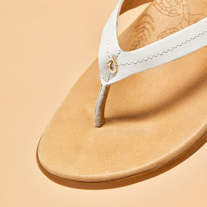 Honu Women’s Leather Sandals - Bright White / Golden Sand