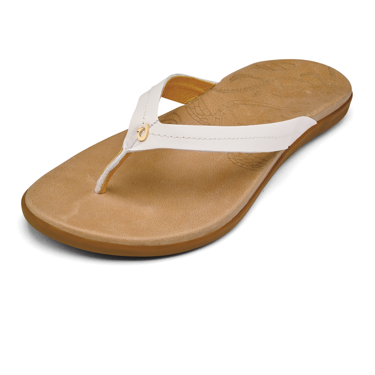 Honu Women’s Leather Sandals - Bright White / Golden Sand