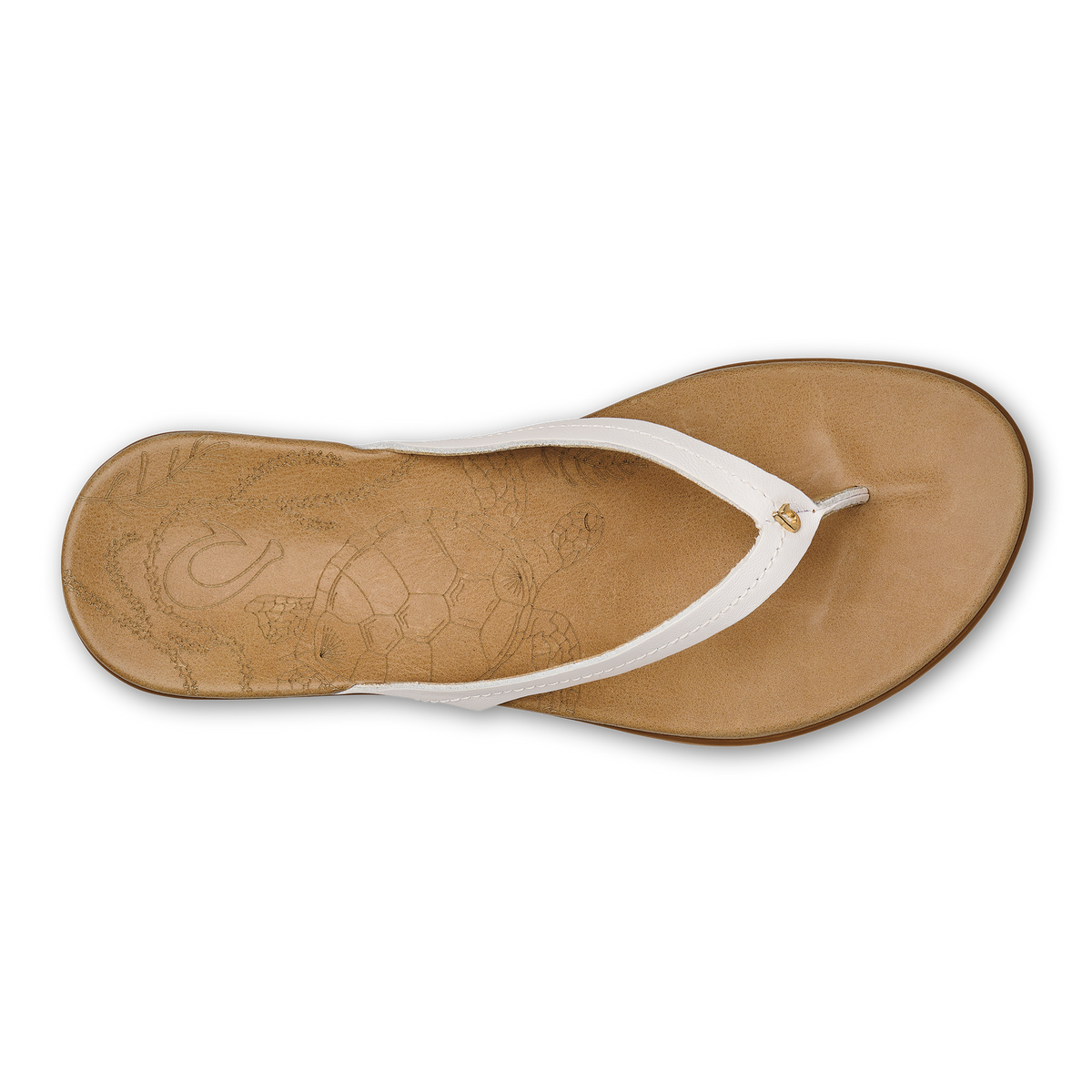 Honu Women’s Leather Sandals - Bright White / Golden Sand