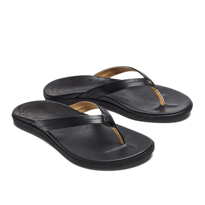 Honu Women’s Leather Beach Sandals - Black
