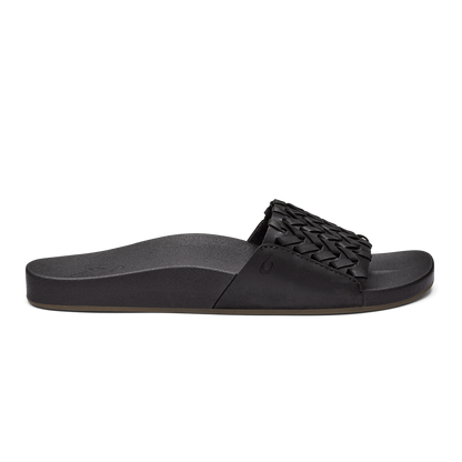 Kāmola Women’s Leather Slide Sandals - Black