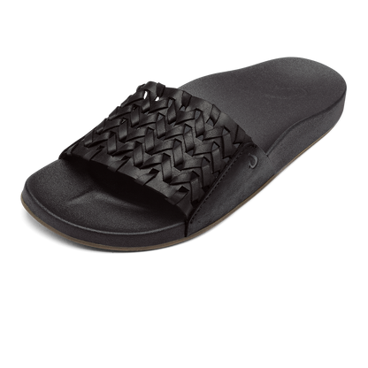 Kāmola Women’s Leather Slide Sandals - Black