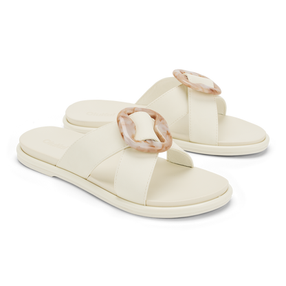 La‘i Slide Women’s Slide Beach Sandals - White Sand