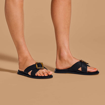 La‘i Slide Women’s Slide Beach Sandals - Black