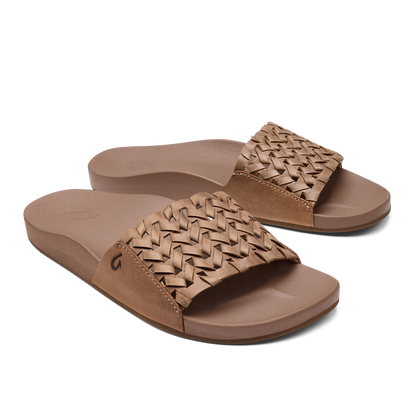 Kāmola Women’s Leather Slide Sandals - Tan