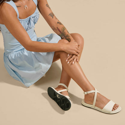 Tiare Wrap Women’s Leather Sandals - White Sand