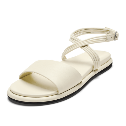 Tiare Wrap Women’s Leather Sandals - White Sand