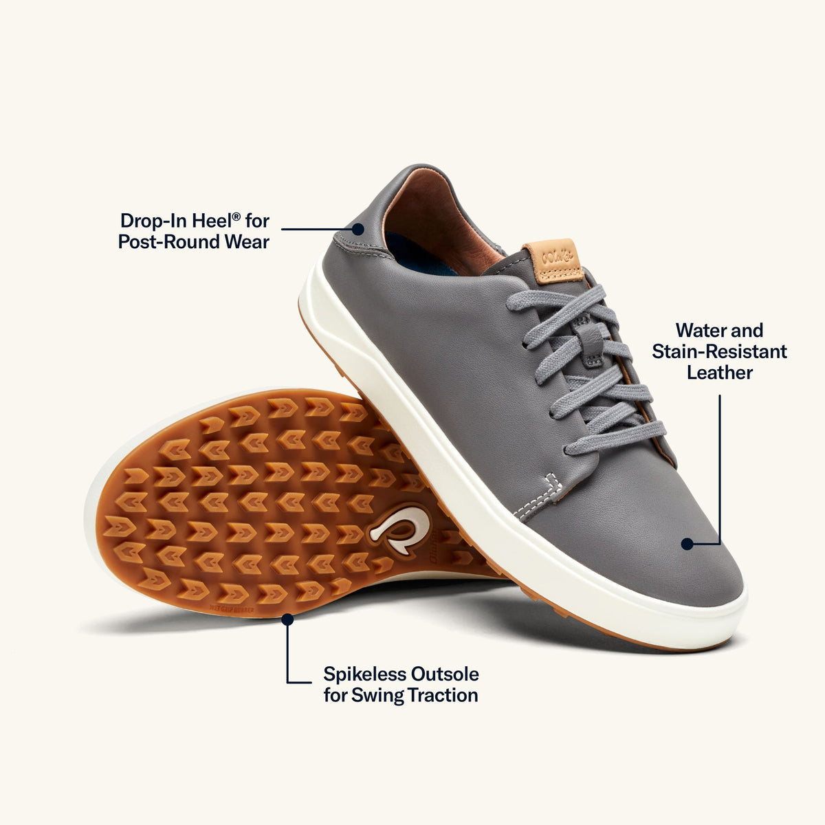 Wailea Women’s Waterproof Leather Golf Shoes - Stone