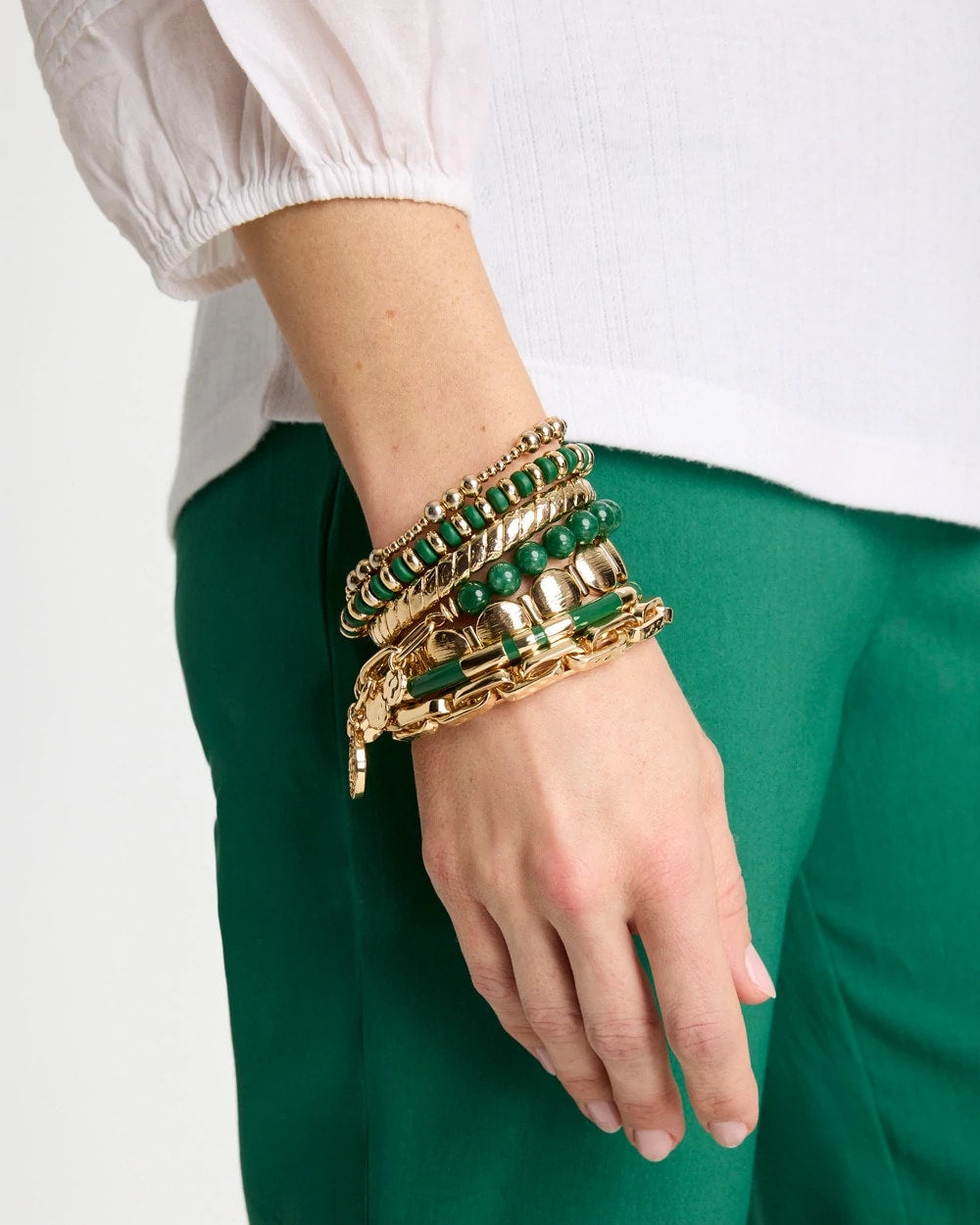 Chico's / Green Enamel Hinge Bangle