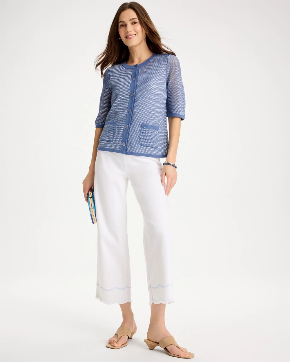 Chico's Outlet - Pull-On Wide-Leg White Crop Jeans