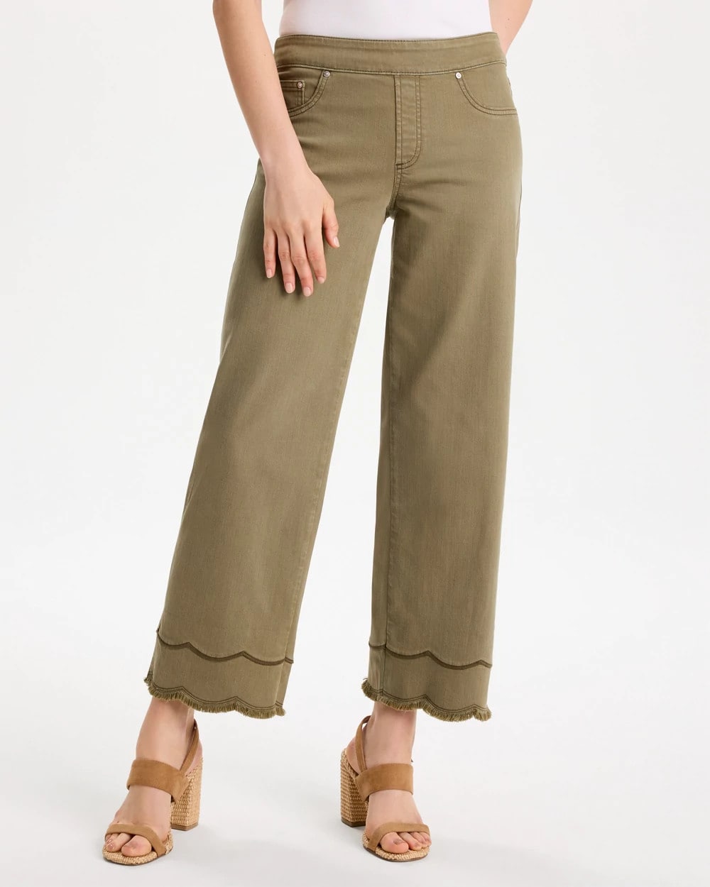 Chico's For Sale - Scallop Pull-On Wide-Leg Crop Jeans