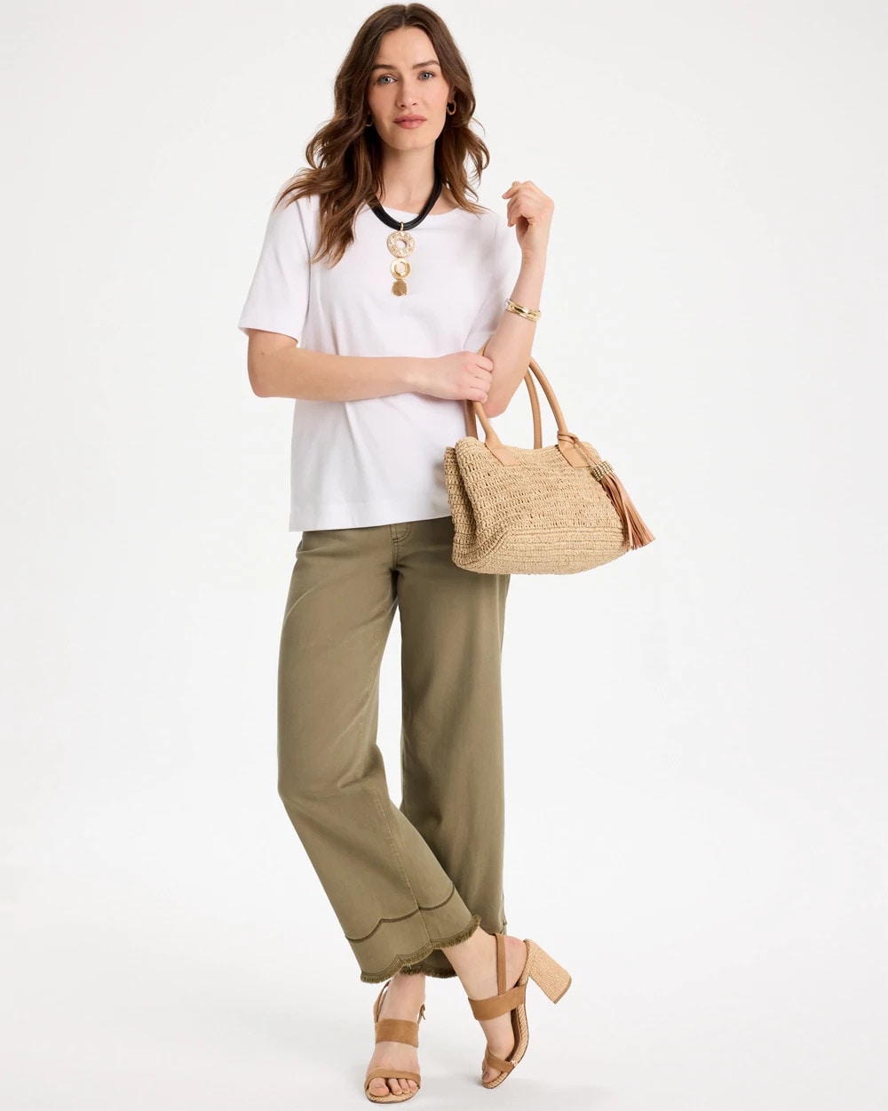 Chico's For Sale - Scallop Pull-On Wide-Leg Crop Jeans
