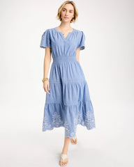 Chico's For Sale - Chambray Embroidered Dress