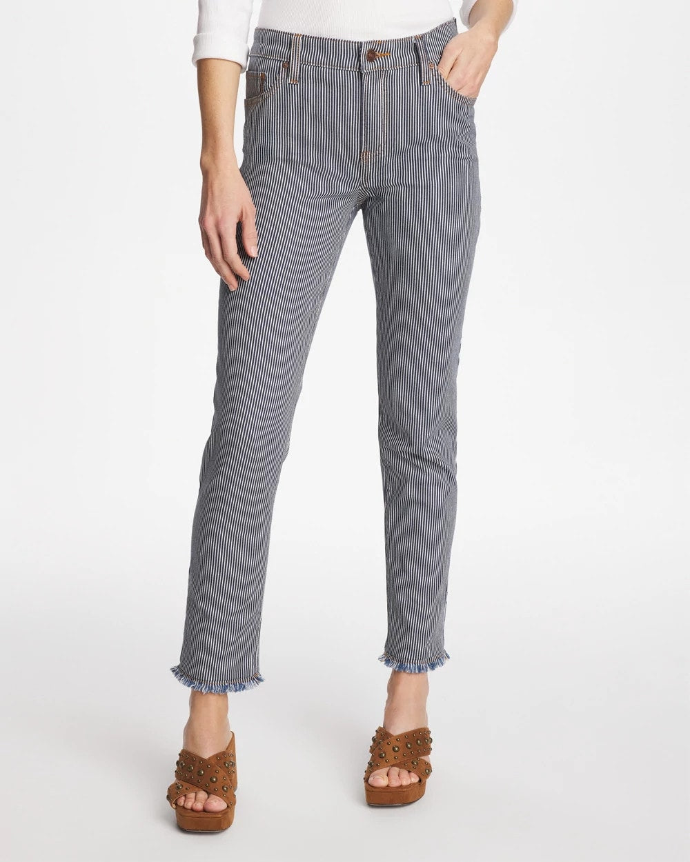 Chico's US - Pinnacle Stripe Girlfriend Ankle Jeans