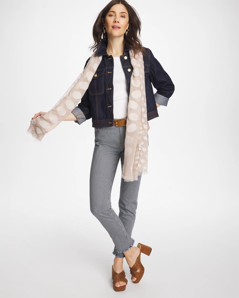 Chico's / Pinnacle Stripe Girlfriend Ankle Jeans