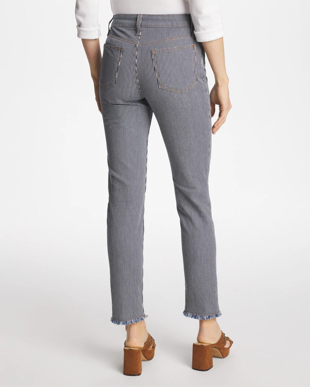 Chico's / Pinnacle Stripe Girlfriend Ankle Jeans