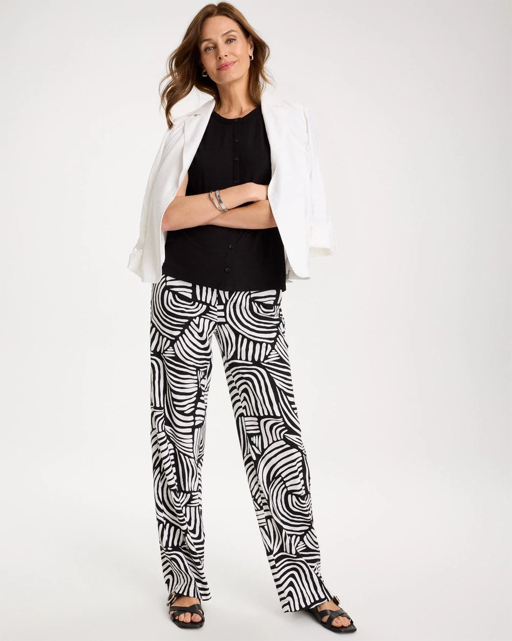 Chico's For Sale - Geo Pull-On Wide-Leg Linen Pants