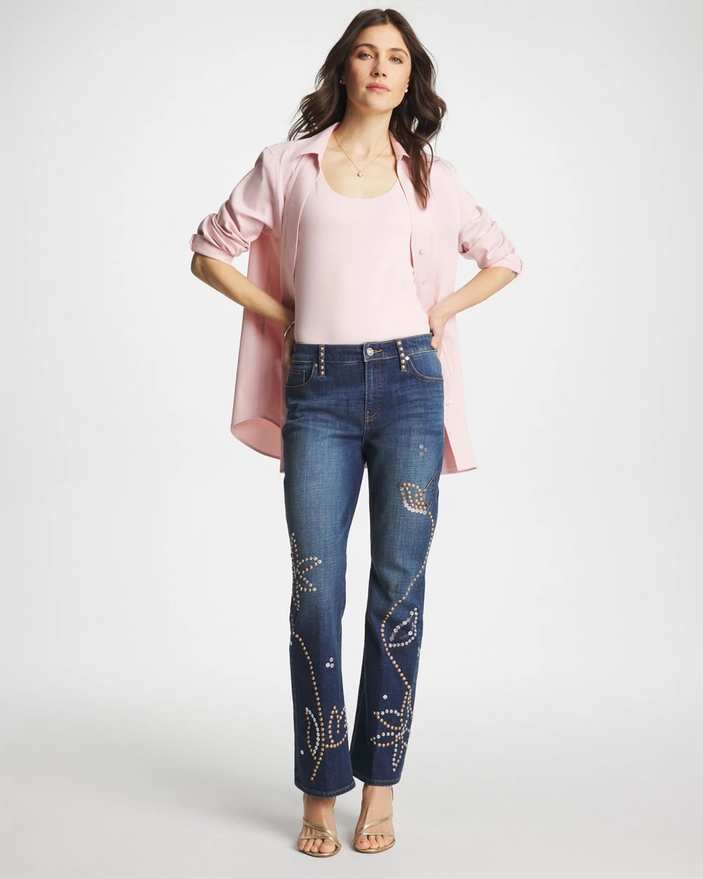 Chico's US - Embellished Girlfriend Cropped Flared Jeans