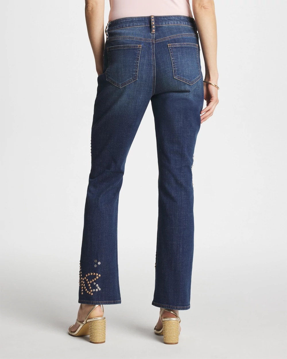 Chico's US - Embellished Girlfriend Cropped Flared Jeans