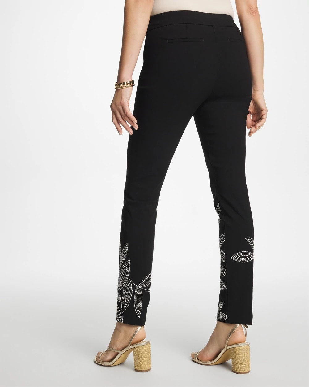 Chico's Discount - Floral Soutache Brigitte™ Slim Pull-On Ankle Pants