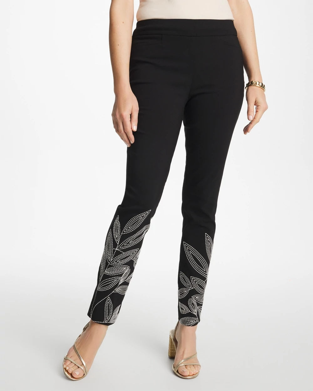 Chico's US - Floral Soutache Brigitte™ Slim Pull-On Ankle Pants